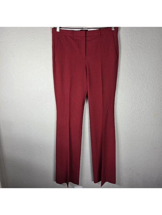 Theory Pants - Theory Womens Red Wool Cupro Blend Flared Leg Dress Pants Size 4 Tailored